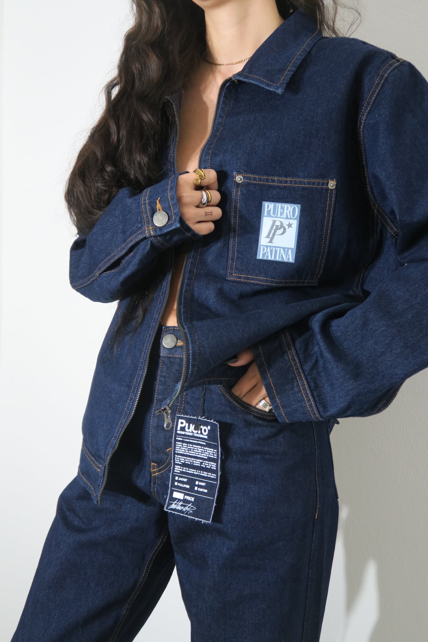 PUERO TRADEMARK – UNISEX Cropped Denim Jacket (14oz, Bio, Portugal)