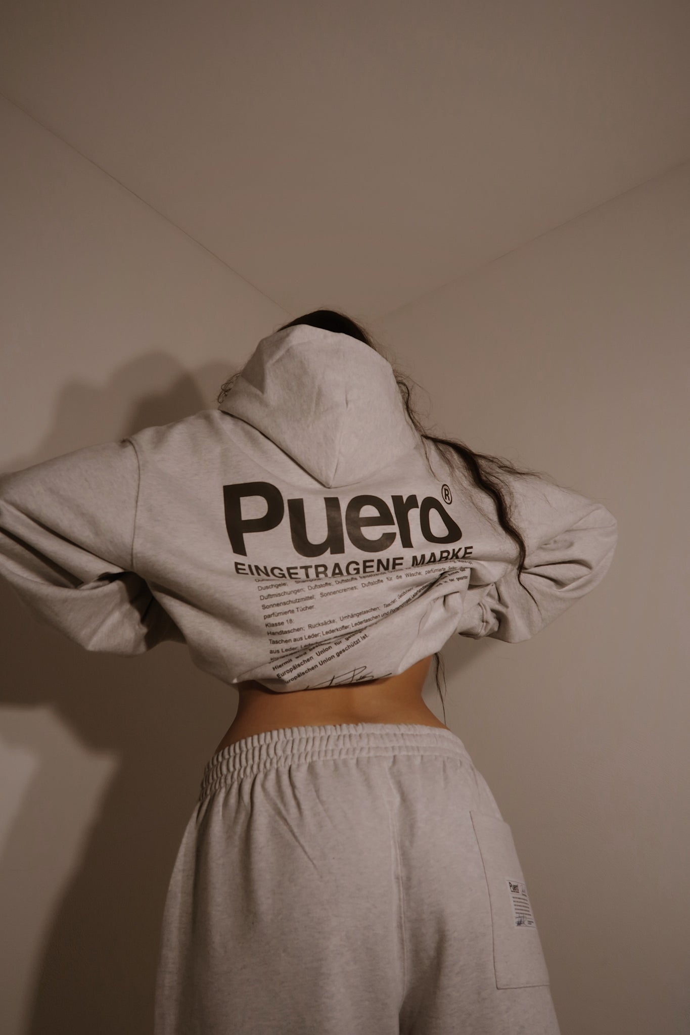 PUERO TRADEMARK – Heavy Hoodie Vintage light Grey (Bio-Baumwolle, Portugal)